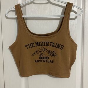 Brown Adventure Graphic Tank Top